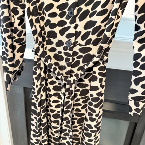 π€ LOFT Petites Black & Cream Animal Print Dress | 6P - Picture 2 of 10